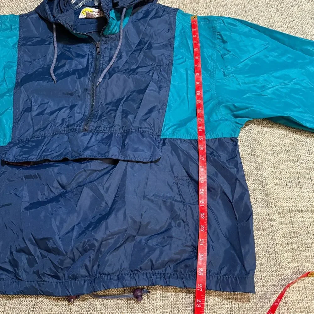 Vintage 90s Southern Classics Colorblock Anorak Jacket Windbreaker Teal Navy XL